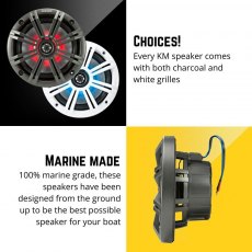 Kicker Marine 8" (200 mm) Coaxial Speaker System with White & Charcoal LED Grills
