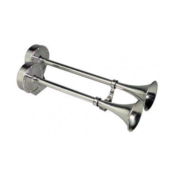 Ongaro Deluxe All Stainless Steel 24v Dual Trumpet Horn TCS