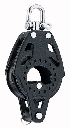Harken 40mm Carbo Block - enkelschijfs blok met wartel met hondsvot