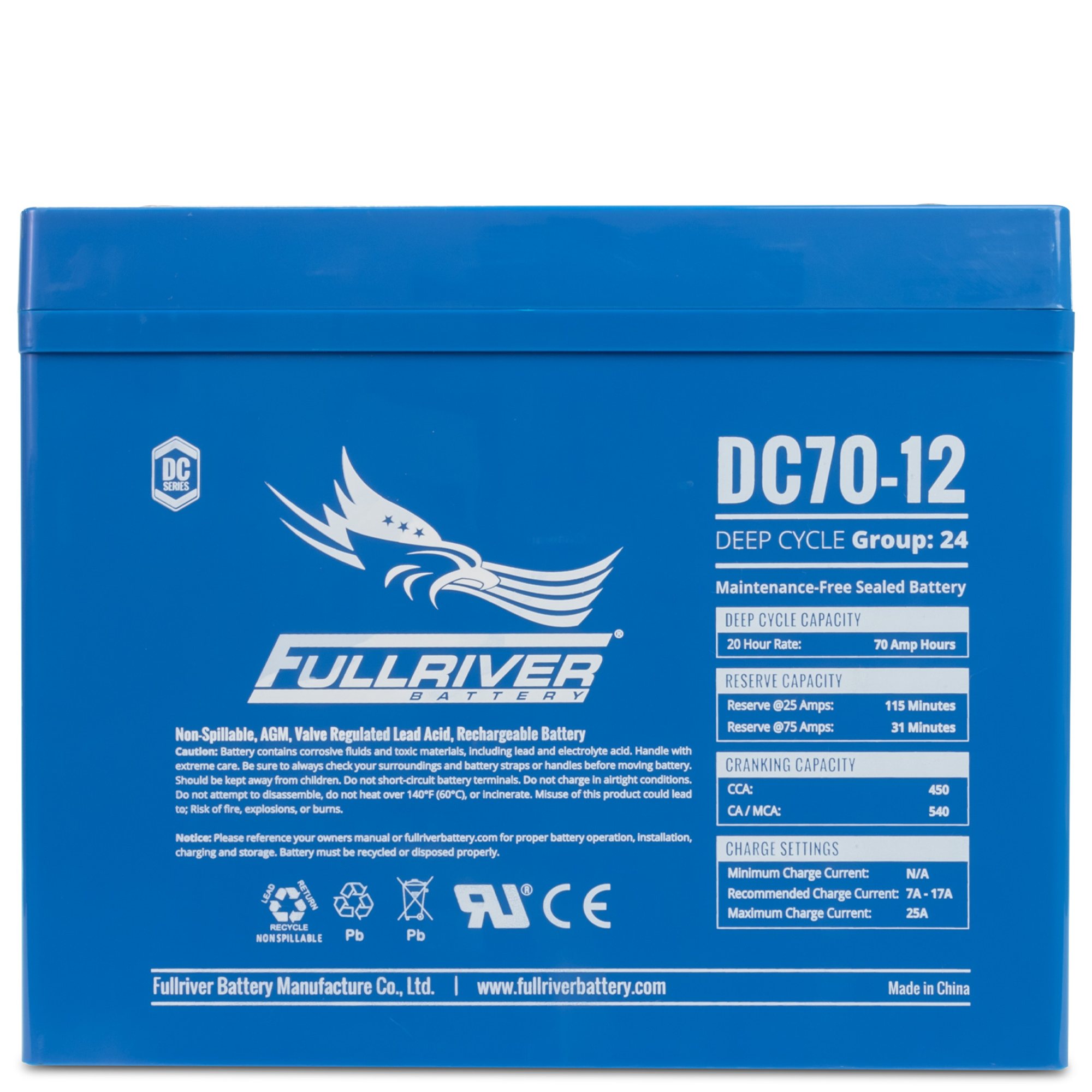 Fullriver Dc Fullriver Battery DC Series Battery 12V 70Ah (DC70-12) - TCS Chandlery