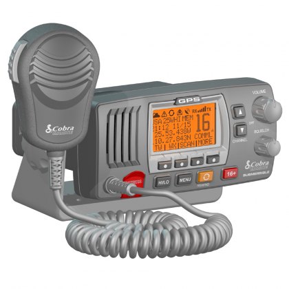 Cobra DSC Floating Black VHF Marine Radio with Built-in GPS and