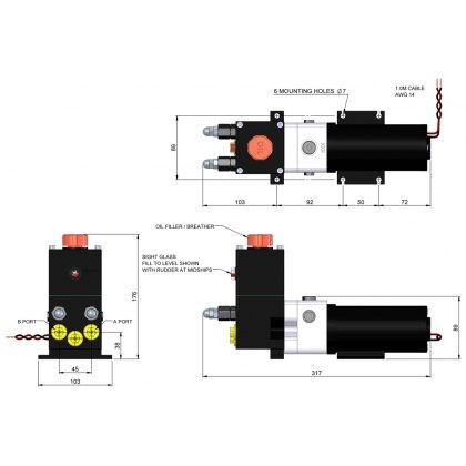 Hy-Pro Drive PR+ RRV REVERSING MARINE HYDRAULIC PUMP WITH RESERVOIR AND RELIEF VALVES