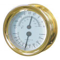 Meridian Zero Capstan Brass Thermometer Hygrometer