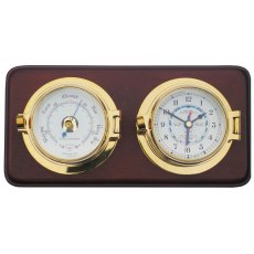 Meridian Zero Channel Brass Tide Clock and Barometer Set