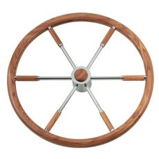 Stainless Steel Steering Wheel with Wood Rim 60cm