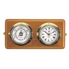 4'' Clock & Barometer Set on Wood Board
