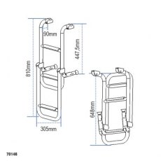 Foldable Ladder, 1+2 steps, Inox 316, L810xW280mm