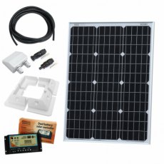 Photonic Universe 60W 12V dual battery solar charging kit with 10A controller, mounting brackets and