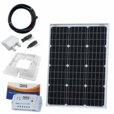 Photonic Universe 60W 12V solar charging kit with 10A controller, mounting brackets and cables
