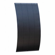 Photonic Universe 200W black semi-flexible fibreglass solar panel with round rear junction box and 3