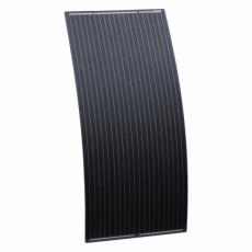 Photonic Universe 180W black semi-flexible fibreglass solar panel with round rear junction box and 3
