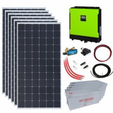 Photonic Universe 2.1kW grid-tie solar power kit with 5.5kW hybrid inverter and 9.6kWh battery bank
