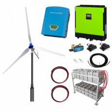 Photonic Universe 1kW grid-tie wind turbine kit with 5.5kW hybrid inverter and 24kWh battery bank fo