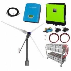 Photonic Universe 2kW grid-tie wind turbine kit with 5.5kW hybrid inverter and 24kWh battery bank fo