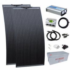 Photonic Universe 2kW complete van conversion kit with 2 x 160W black semi-flexible solar panel, 200
