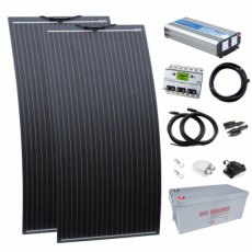 Photonic Universe 3kW complete van conversion kit with 2 x 160W black semi-flexible solar panel, 200
