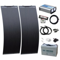 Photonic Universe 1kW complete dual battery van conversion kit with 2 x 130W black narrow semi-flexi