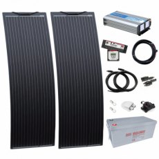 Photonic Universe 1.5kW complete dual battery van conversion kit with 2 x 150W black narrow semi-fle