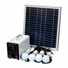 Photonic Universe 15W Off-Grid Solar Lighting System with 4 LED Lights, Solar Panel and Battery