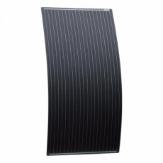 Photonic Universe 160W black semi-flexible fibreglass solar panel with round rear junction box and 3
