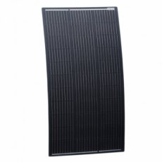 Photonic Universe 100W black semi-flexible fibreglass solar panel with round rear junction box and 3