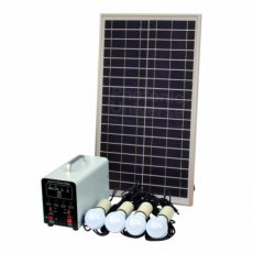 Photonic Universe 25W Off-Grid Solar Lighting System with 4 LED Lights, Solar Panel and Battery