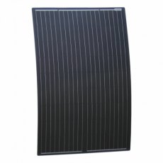 Photonic Universe 120W black semi-flexible fibreglass solar panel with round rear junction box and 3