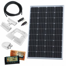 Photonic Universe 120W 12V dual battery solar charging kit with 10A controller, mounting brackets an