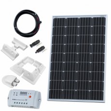 Photonic Universe 120W 12V solar charging kit with 10A controller, mounting brackets and cables
