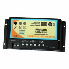 Photonic Universe 20A dual battery solar charge controller with a remote LCD meter
