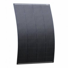Photonic Universe 150W black semi-flexible fibreglass solar panel with round rear junction box and 3
