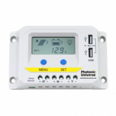 Photonic Universe 10A 12V/24V solar charge controller / regulator with LCD display and powerful dual