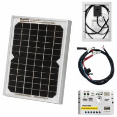 Photonic Universe 5W 12V solar trickle charging kit with 5A solar controller and battery cable with 