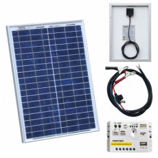 Photonic Universe 20W 12V solar charging kit with 5A solar controller and battery cable with crocodi