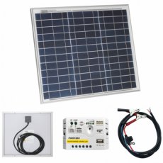Photonic Universe 30W 12V solar charging kit with 5A solar charge controller and battery cables with