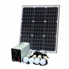Photonic Universe Off-Grid Solar Lighting System with 50W solar panel, 4 LED Lights, Solar Charge Co