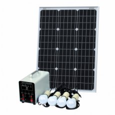 Photonic Universe Off-Grid Solar Lighting System with 60W solar panel, 4 LED Lights, Solar Charge Co