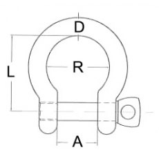 D Shackle - Bow  A4 Stainless Steel