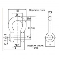 Lifeboat FPD 100cm, Spectra-Siri Rope, with 2 shackles Lifeboat FPD 100cm, Spectra-Siri Rope, with 2 shackles