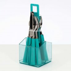 Flamefield 16Pcs Cutlery Set In Holder Aqua Flamefield 16Pcs Cutlery Set In Holder Aqua