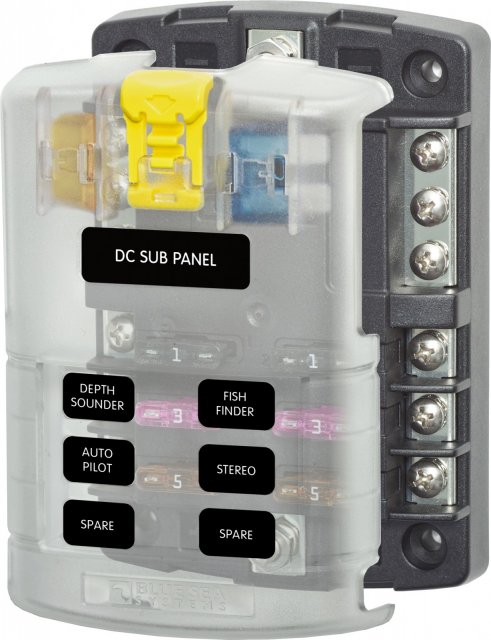 Blue Sea Blue Sea Systems ST Blade Fuse Block - 6 Circuits with Negative Bus and Cover