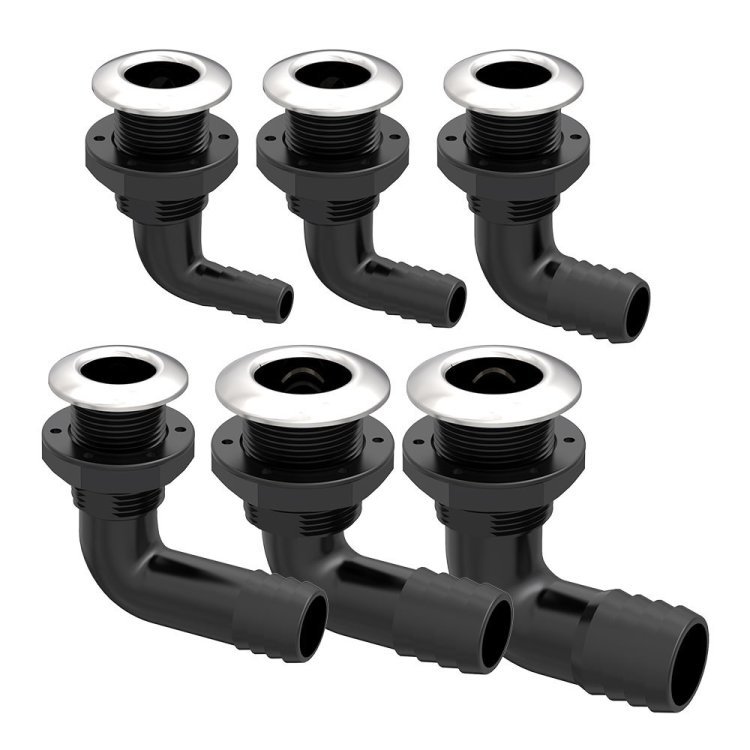 Seaflo 90° Plastic Skin Fitting with Stainless Steel Cap Hose