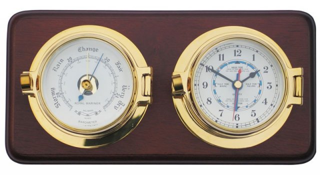 Meridian Zero Meridian Zero Channel Brass Tide Clock and Barometer Set