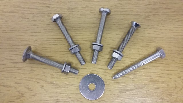 TCS Chandlery A4 Countersunk Set Bolt c/w Washer and Nut