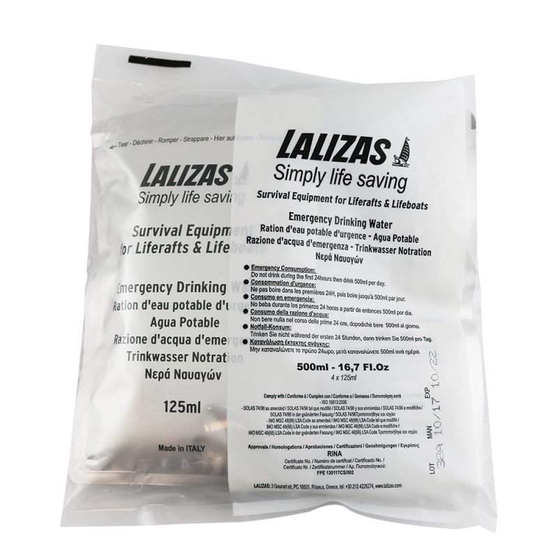 Lalizas LALIZAS Emergency liferaft drinking water 4x125ml