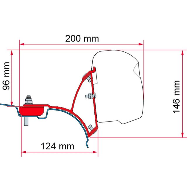Fiamma Fiamma VW T5/T6 Transporter Brackets for F43 Awning RHD - Deep Black
