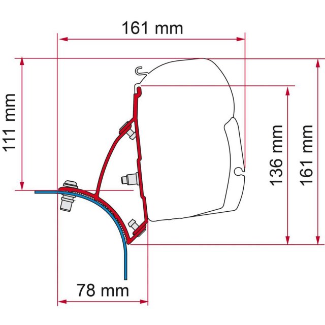 Fiamma Fiamma F43 Bracket for VW T5/T6 Transporter Lift Roof RHD - Deep Black