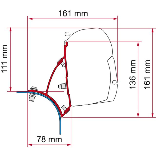 Fiamma Fiamma F45 Bracket for VW T5/T6 Transporter Lift Roof RHD - Deep Black