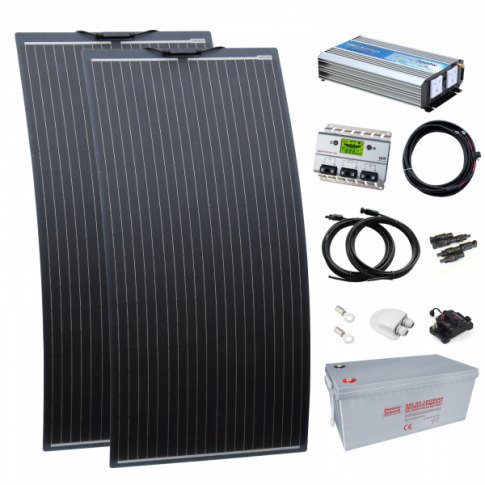 Photonic Universe Photonic Universe 2kW complete van conversion kit with 2 x 160W black semi-flexible solar panel, 200