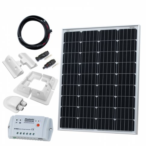 Photonic Universe Photonic Universe 100W 12V solar charging kit with 10A controller, mounting brackets and cables